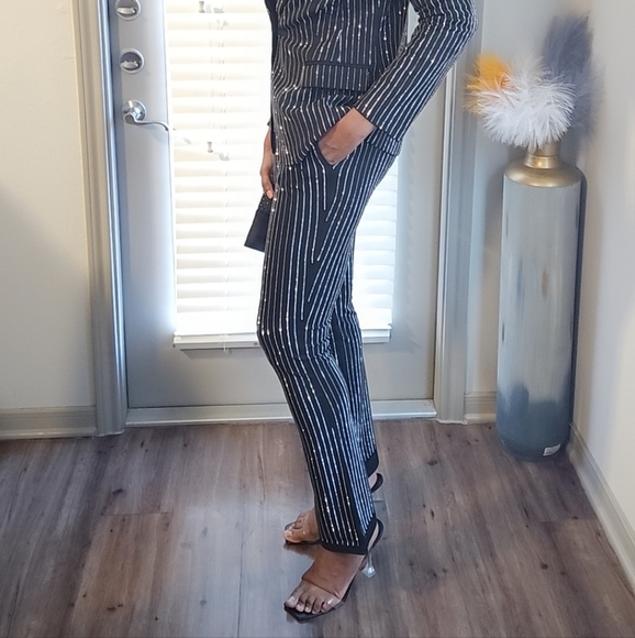 Rhinestone Pinstripe Pants - Picture 6 of 8